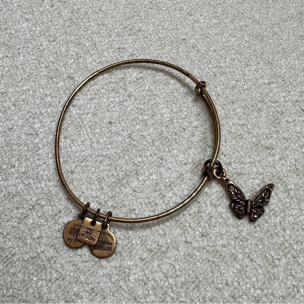 Butterfly Charm Gold Bangle Bracelet